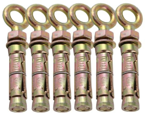 Expansion Eye Bolts (Shield Eye Bolts) Super Heavy Duty Anchor Bolts For Securing Concrete/Masonry (Multiple Sizes) *FIXINGS DIRECT* (M8 X 95MM (6PCS))