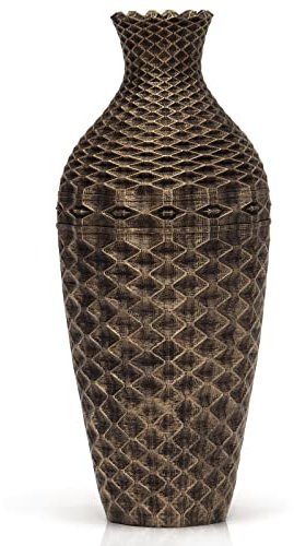 Suanti Metal Effect Flowers Vase,Bronze Handmade Flower Holder Solid Base Sits Well On Floor/Table for Living Room,Kitchen,Wedding,Office,Garden Décor Home Centerpiece Vase for Plant/Leaves/Branches