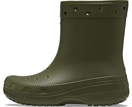 Crocs Unisex-Adult Classic Rain Boots, Army Green, 3 Men/5 Women