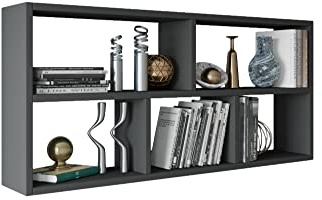 MATKAM Wandregal Hängend - Regal Wand B:113,6 H:50 T:25cm - Hängeregal mit modernem Design - Bücherregal Wand für Wohnzimmer, Schlafzimmer oder Jugendzimmer - Bücherregal Hängend - Anthrazit