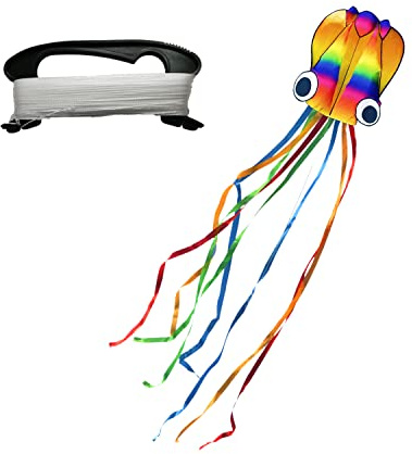 1 Stück großer Regenbogen-Oktopus-Drachen mit langem Schwanz, einschließlich 100 m Schnur, 4 m Langer Anfänger-Soft-Drachen für Kinder und Erwachsene, Outdoor-Aktivitäten, Spielzeug, Strand, Reisen.