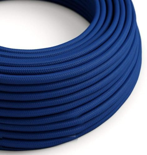 5 Meter Dark Blue Vintage 2 Core Round Electric Cable Fabric Covered Wire Italian Braided 0.75 mm Electrical Cable Flexible Wire for Lighting Other Appliances