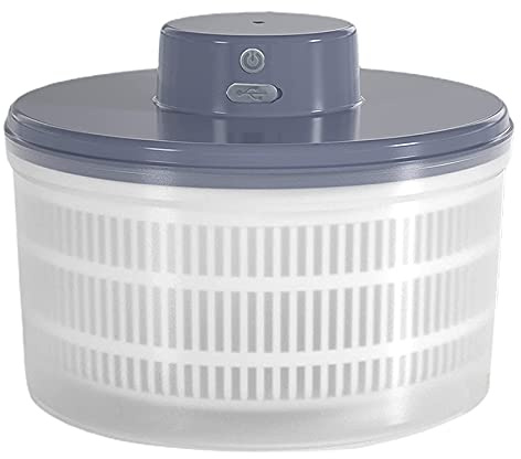 KELING - Secador de verduras eléctrico para escurridor de ensalada, recargable por USB, cuenco de secado para escuradora de frutas