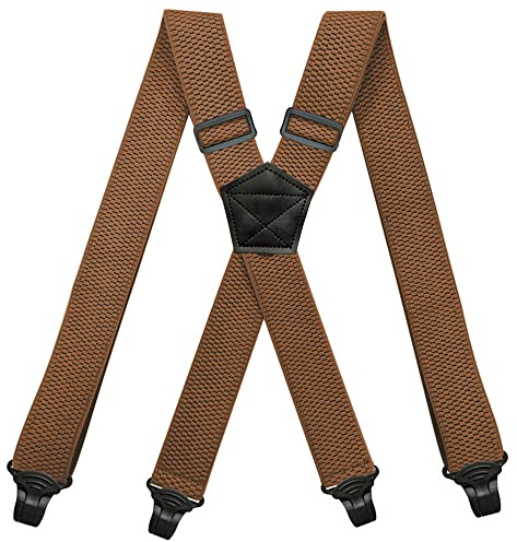 YYKSYDPT Bretelle da lavoro pesanti per uomo compatibili con aeroporto larghe 3,8 cm a X sul retro con 4 clip in plastica fermagli a presa pantaloni elastici regolabili nascosti sotto la camicia o