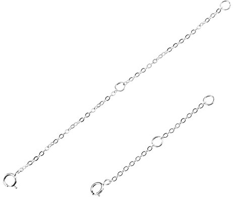 eMagTech 2 Stücke Halskette Verlängerungskette S925 Sterling Silber Kette Verlängerung Zubehör für DIY Schmuckherstellung Halskette Armband Silber