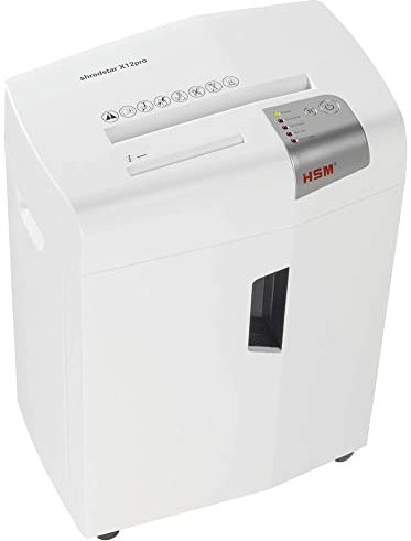 HSM shredstar X12pro Aktenvernichter I Partikelschnitt 2x15mm I Sicherheitsstufe P5 I Leiser Home Office Schredder für Papier, CDs, DVDs, Kreditkarten I 26l Auffangbehälter I Papierschredder 12 Blatt
