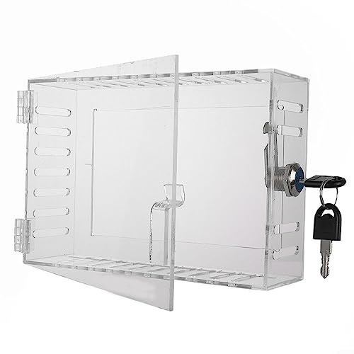 Universal Thermostat Lock Box with Key, Clear Box Guard Large Thermostat Guard