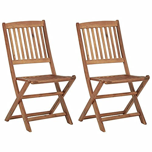Camerina Klappbare Gartenstühle 2 STK. Massivholz Akazie Balkon Sessel Balkon MöBel Set Outdoor BalkonstüHle GartenstüHle Gartenstuhl Set Lounge-Sessel 313603
