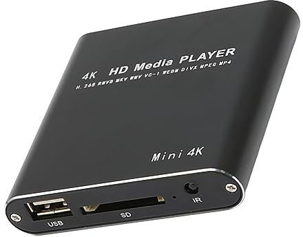 Lecteur Multimédia MP28 Mini Streaming 2K 4K HD avec Télécommande, 3840x2160 30Hz, Stockage 4G, Lecture Multiformat, Fente pour Carte de Stockage HDMI AV USB (EU)