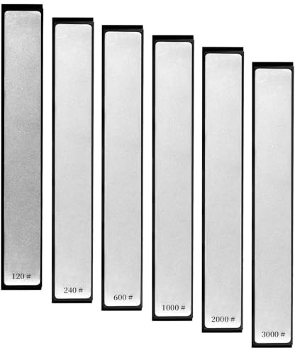 mumisuto 6 Pezzi Pietra per Affilare Diamantata, 120/240/600/1000/2000/3000 Grana Pietre Affilare per Affilatura Utensili, Pietra Affilacoltelli Professionale per Coltelli da Cucina