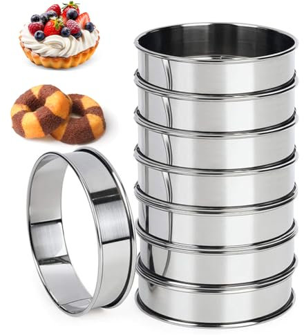 FOGARI Crumpet Ringe - 8 Stück Crumpet Rings Muffinringe, Pancake Form Edelstahl Tarte Ring Crumpet Rings 10 CM für McMuffin, Omeletts, Backringe Tortenring Pancake Formen