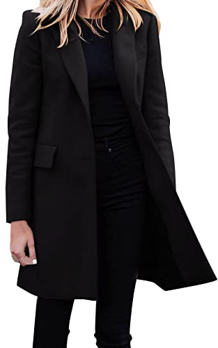 Giacca leggera da donna casual sottile cappotto sottile a maniche lunghe cappotti da lavoro giacca da donna S spolverino cappotto, Nero , L