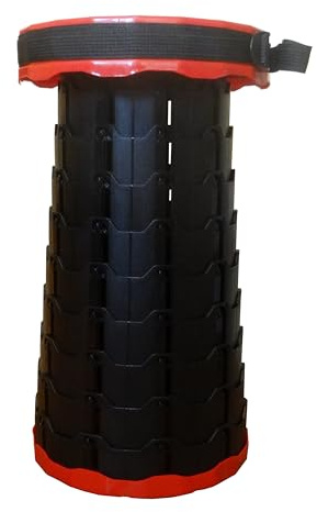 Telescopic Stool by A2Z2U Group. Collapsible Stool for Adults. Best for Camping/Travel. Holds Up to 250kg (550lbs, 40 Stone). Made from Sturdy Plastic. (Red & Black)