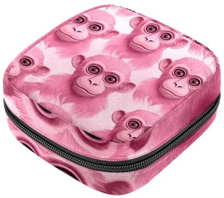 Damenbinden Aufbewahrungsbeutel für Frauen, große Kapazität, Menstruationspad-Tasche, Pink Monkey Orang-Utan-26 Menstruationstaschen, Tampon-Sammelhalter, Geldbörse