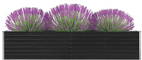 Xichuzi Garten-Hochbeet, Palettenrahmen, Hochteich, Gemüsebeet, Kräuterregal Balkon, Blumenbeet, Kräuterspirale, Tomatenbeet, Pflanzhochbeet, Verzinkter Stahl 320×40×45 cm Anthrazit