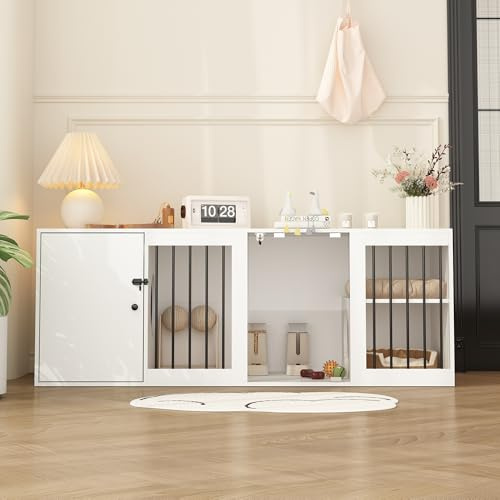 Katzenschrank, Katzentoilette, Katzenklo Schrank, Katzenhaus mit Tür und Abfallbehälter, 160 x 50 x 60 cm, Katzenschrank mit Klarglastür und Schloss, Sitzbank, Katzenklo Schrank mit 7 farbigen Lichter