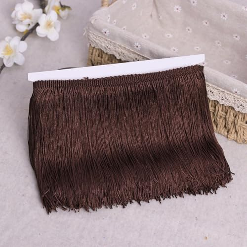 Blausky 10 yardas x 20 cm, borde de flecos, cinta decorativa de seda, borla de baile, flecos, cintas para coser, manualidades, ropa, disfraces, cortinas, decoración, café oscuro