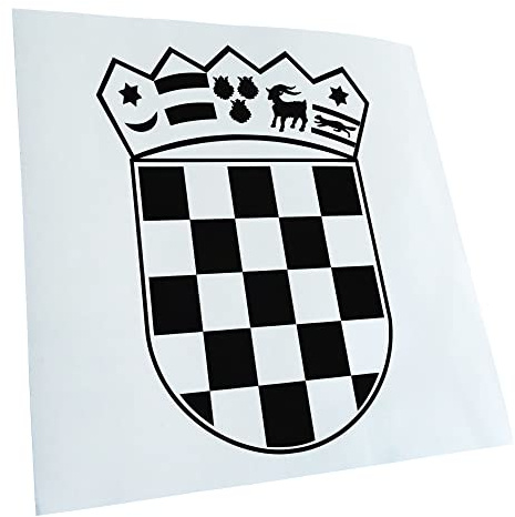 Kiwistar - Autoaufkleber - Schwarz - 13x10cm Flagge Kroatien Wappen Aufkleber für Auto, Laptop, Fahrrad, LKW, Motorrad Mehrfarbig JDM Decal Racing