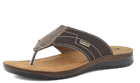 inblu Homme Ciabatte Infradito Uomo Ecopelle Con Plantare in Vera Pelle Imbottito Mule, Marron, 44 EU