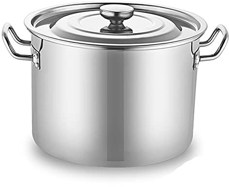 Genérico Olla de Acero Inoxidable 304, Cubo para Sopa Espesa, Cubo de Almacenamiento, Olla de cocción halógena con Tapa, para Uso Comercial de Catering para Estufa de Gas, 20 l