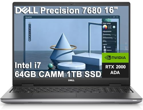 Dell Precision 7000 7680 Mobile Workstation Laptop (NVIDIA RTX 2000 Ada 8GB, 16 FHD+, Intel Core i7-13850HX (> Ultra 7-155U), 64GB LPCAMM2 DDR5, 1TB SSD) Pro Max for Engineer, Designer, Win 11 Pro