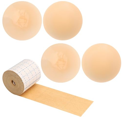 HENGBIRD Juego de 2 Cubre Pezones de Silicona, 8 cm Cubre Pezones Mujer con Tape Pecho, Invisibles Autoadhesivos Reutilizables Resistentes al Sudor para Vestidos Espalda Descubierta Boda Deporte Bikin