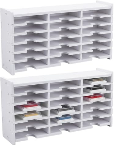 UNICRAFTALE 2 Sets 18 Fächer Stempelkissen Aufbewahrungsregal Selbstmontiert Aus PVC Plastik Organizer Für Desktop Ablagebox Stapelbar Wandmontage