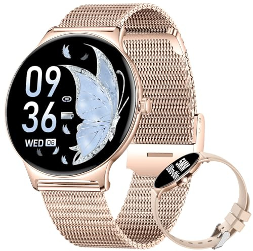 BENYAR SMART Smart Watches for Women, 1.43 AMOLED Screen Bluetooth Call Smartwatch, 120+ Sports Modes Fitness Tracker, Blood Oxygen Heart Rate Sleep Monitor for Android iOS Gold