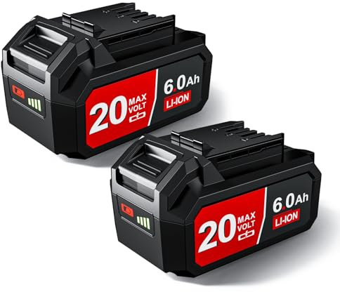 Battxita 2Pack 20V 6.0Ah Lithium-Ion Replacement Battery for SKIL BY519601 BY519603 BY519701 BY519702 BY519703, Compatible with Skil 20V Cordless Power Tools and Chargers