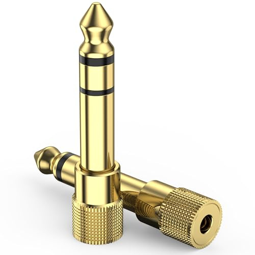Vancle Adaptador Audio Jack 6.35mm a 3.5mm, 3.5mm Hembra a 6.3mm Macho Adaptadores, Adaptador de Enchufe de Audio Chapado para Auriculares, Teclado, Guitarra, Piano, Consola de Mezclas etc (2 Piezas)