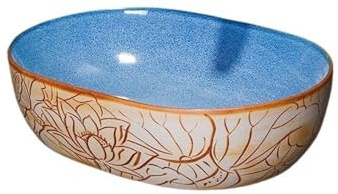 Lavabos de tocador Lavabo de cerámica sobre encimera con textura loto retro (lavabo individual)