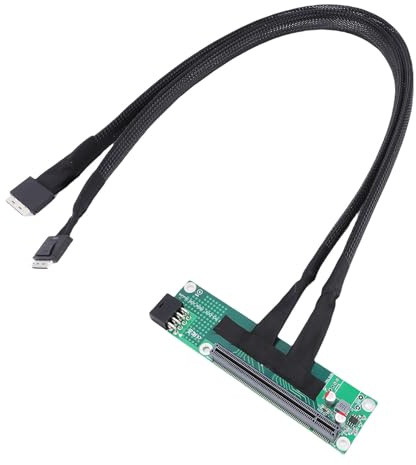 Carte adaptateur SAS, PCIe 4.0 X16 vers double Riser de bifurcation SFF-8611, adaptateur SSD PCIe 65 cm avec fonction Plug and Play pour cartes mères PC