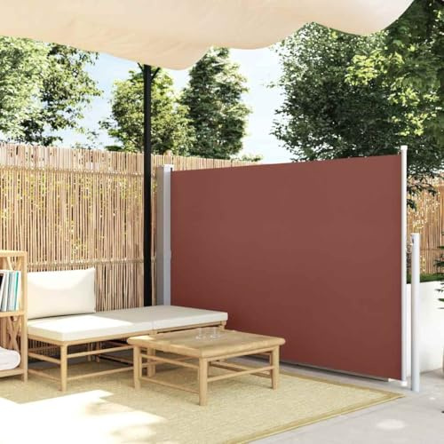Sombrilla de manivela para terraza, toldo lateral extensible, 140 x 300 cm, marrón, para terraza, jardín, balcón, fácil mantenimiento