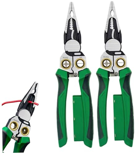 Pince à dénuder 8 en 1 avec testeur de tension, 2 pinces à sertir multifonctions pour électricien pour dénuder, couper, sertir et tester la tension AC/DC (12-250 V), Ich Dekor