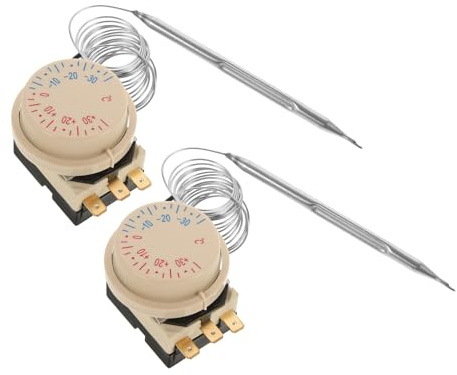 TOYZFRIENDY 2pezzi Regolatore di Temperatura Termostato per Frigorifero e Congelatore Interruttore di Controllo Termico con Manopola in Inossidabile Compatibile con Termostati Pozzetto