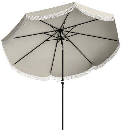 Outsunny Ombrellone da Giardino Inclinabile 2.7x2.7 m con Manovella | Ombrellone da Esterno Rotondo, 8 Stecche, Metallo e Poliestere, per Cortile Balcone, UV 30+