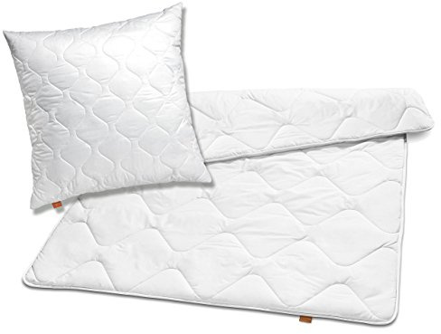 sleepling medium Bettdecke 155x220 Set mit Kissen 80x80, Bettzeug | Kopfkissen und Ganzjahresdecke 155 x 220, Decke Made in EU, Ökotex, Waschbar 60 Grad, Steppdecke 100% Mikrofaser