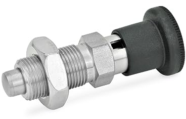 Ganter Normelemente | Rastbolzen - GN 817-8-8-CK-NI | Mit Rastsperre | Edelstahl | Raststift chemisch vernickelt| 1 Stück