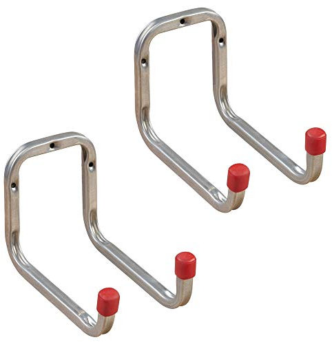 Gedotec Portautensili in Metallo - Gancio Doppio per Scala a Muro Garage DUO | Acciaio Zincato | Profondità 173 mm | Organizzazione per Montaggio a Parete | 2 Pezzi