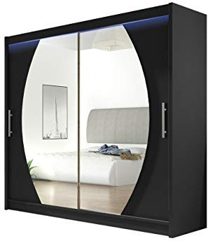 Mirjan24 Armoire à vêtements avec Miroir London IV à Portes coulissantes et Portes coulissantes 180 x 215 x 57 cm