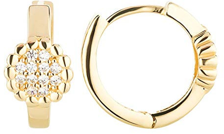 Ardeo Aurum Damen Ohrringe-Creolen aus 333 Gold Gelbgold mit Zirkonia im Rund-Schliff Klapp-Creolen