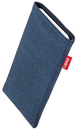 fitBAG Jive Blau Handytasche für Huawei P30 Pro Tasche aus Textil-Stoff mit Microfaserinnenfutter | Hülle mit Reinigungsfunktion | Made in Germany