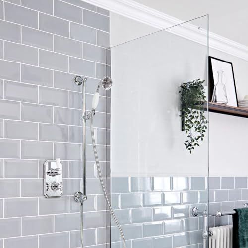 Milano Elizabeth Thermostatic Mixer Valve Riser Rail Hand Shower Kit - Chrome