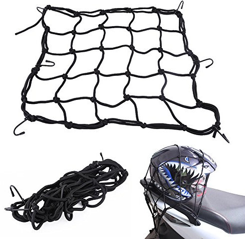 Sistemi Portapacchi per Moto Cargo Net 40 * 40cm 6 Gancio Cargo Bagagli Rete Elastica Rete Web Nero per Tutte le Moto Scooter e Quad Bike (ATV)