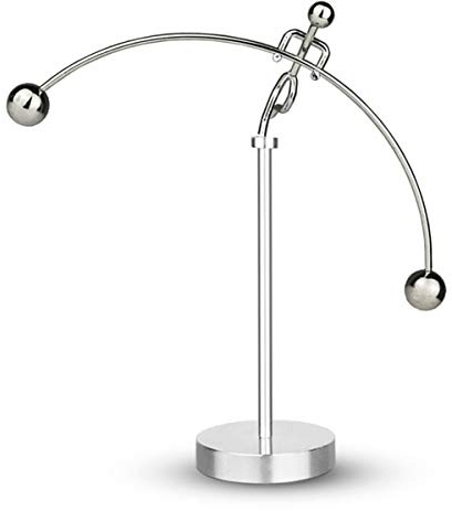 ThinkTop Gewichtheber, kinetische Kunst, Balance, Stahl, Balance, Physik, pädagogische Dekoration für Zuhause, Büro, Schreibtisch (Silber)