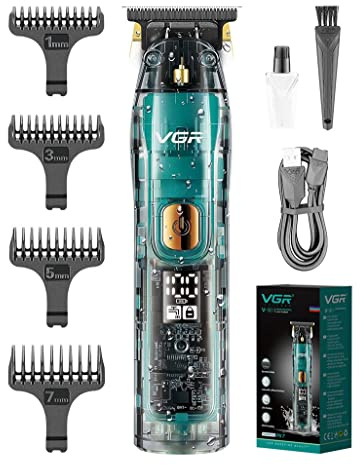 VGR Tagliacapelli per Uomo, Trimmer per Capelli Professionale Impermeabile Cordless USB Ricaricabile 20 Trimmer per Barba fine Tuning Kit per Tagliare i Capelli,Blu