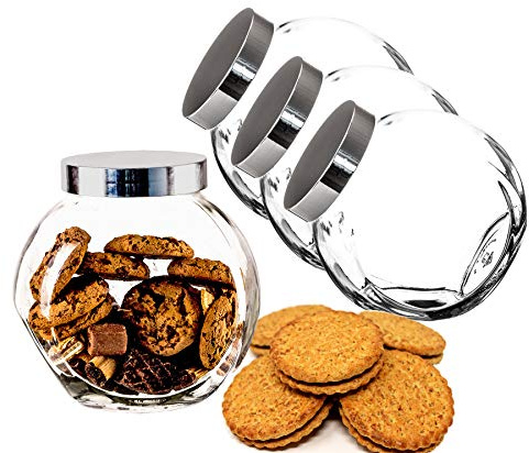 BigDean 3x 2L Bonbonglas mit Schraubdeckel Spülmaschinenfest Vorratsglas | Candy-Glas groß - Für Süßigkeiten, Kekse, Mehl-Aufbewahrung & Gewürze - Made in Germany