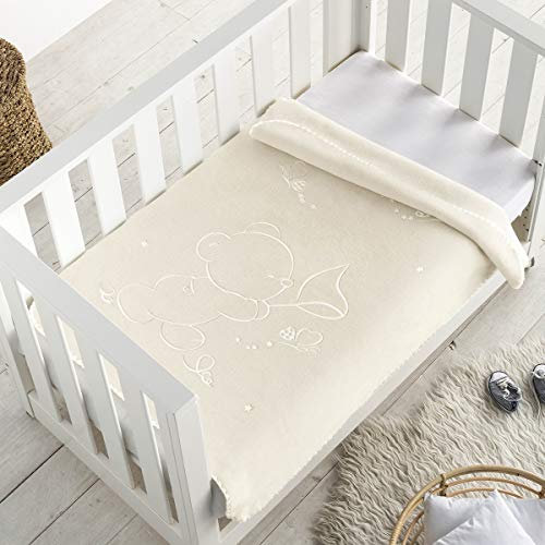 Pielsa Baby - Barnfilt Björn Fjärilar 6654-110x140 cm - Naturlig färg
