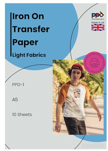 PPD 10xA5 Inkjet Premium Transferpapier für helles Textil, Bügeleisen und Transferpresse PPD-501-10