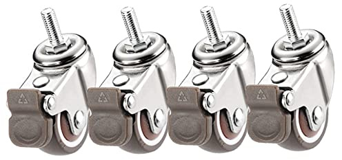 KOOEIN Möbelrollen,4X Transportrollen,m6/m8/m10,lenkrollen Mit Bremse,geräuscharme Gummirollen,kleine Rollen,einfache Montage,32mm/1.2in-4brake
